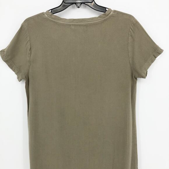 Cloth & Stone Womens Short Sleeve T-shirt Dress Medium Green V-Neck Hi-Low Hem - Picture 5 of 8